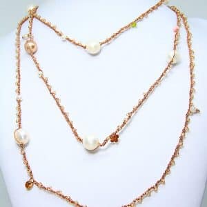 Collana fatta a mano uncinetto cotone lamè pietre semipreziose gioielli realizzati a mano Verona