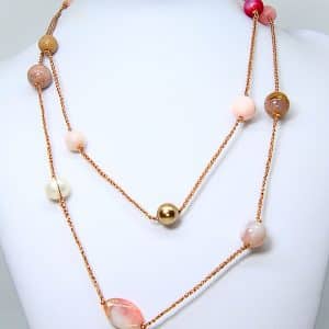 Collana fatta a mano uncinetto cotone lamè pietre semipreziose gioielli realizzati a mano Verona