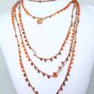 Collana fatta a mano uncinetto cotone lamè pietre semipreziose gioielli realizzati a mano Verona