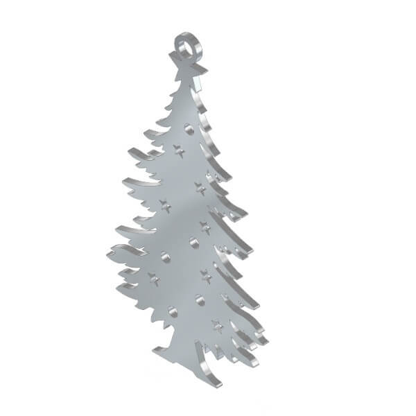 Ciondolo Albero di Natale in acciaio inox. Charms natalizio in metallo per gioielli che decorazioni