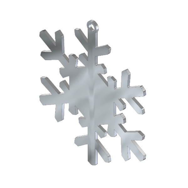 Ciondolo fiocco di neve in acciaio inox. Charms natalizio in metallo per gioielli che decorazioni